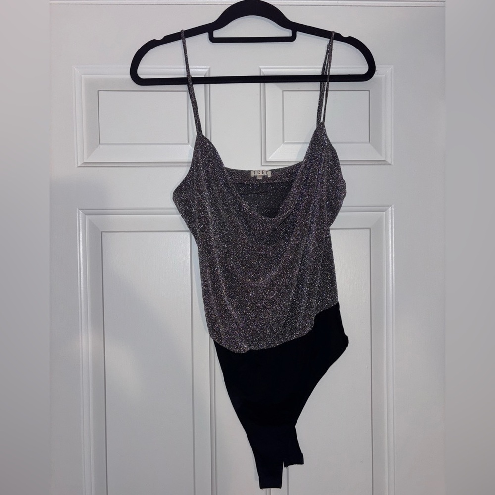 Sparkly Silver Boucle Bodysuit